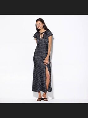 wild fable Black Polka Dot Tie-Front Maxi Dress